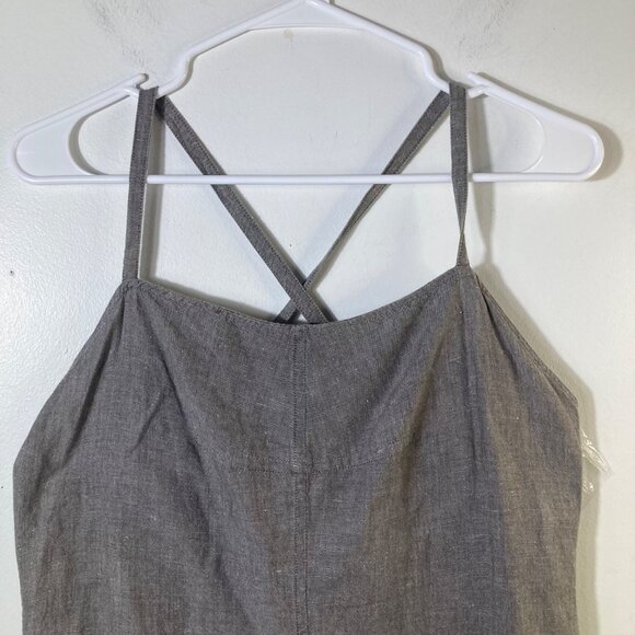 Womens Max Studio Linen Cotton Lace Back Strappy Dress Gray Brown M - Picture 3 of 10